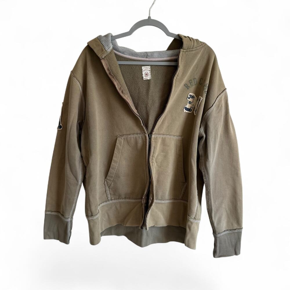 Red Camel green faded zip up patchwork hoodie sweatshirt XL